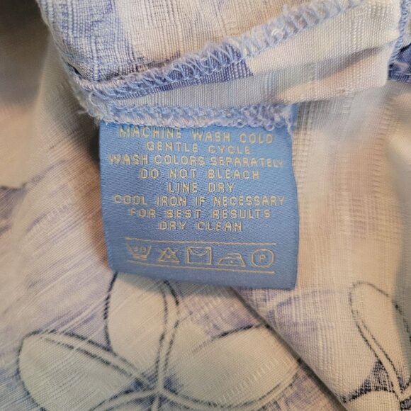 Bermuda Bay 100% silk Blue and white Tropical Floral Hawaiian button up XL - Picture 7 of 10